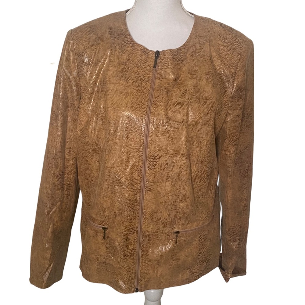 JM Collection | Womens Vegan Faux Leather Snake Print Jacket Size 14